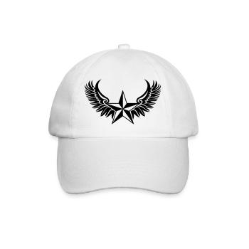Nautical Star Wings, Tattoo Style, Protection Sign - Baseball Cap - white/white - Front