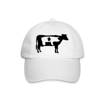 Bauernhof, Kuh, Schwein, Huhn - Baseballkappe - Weiß/Weiß - Vorne