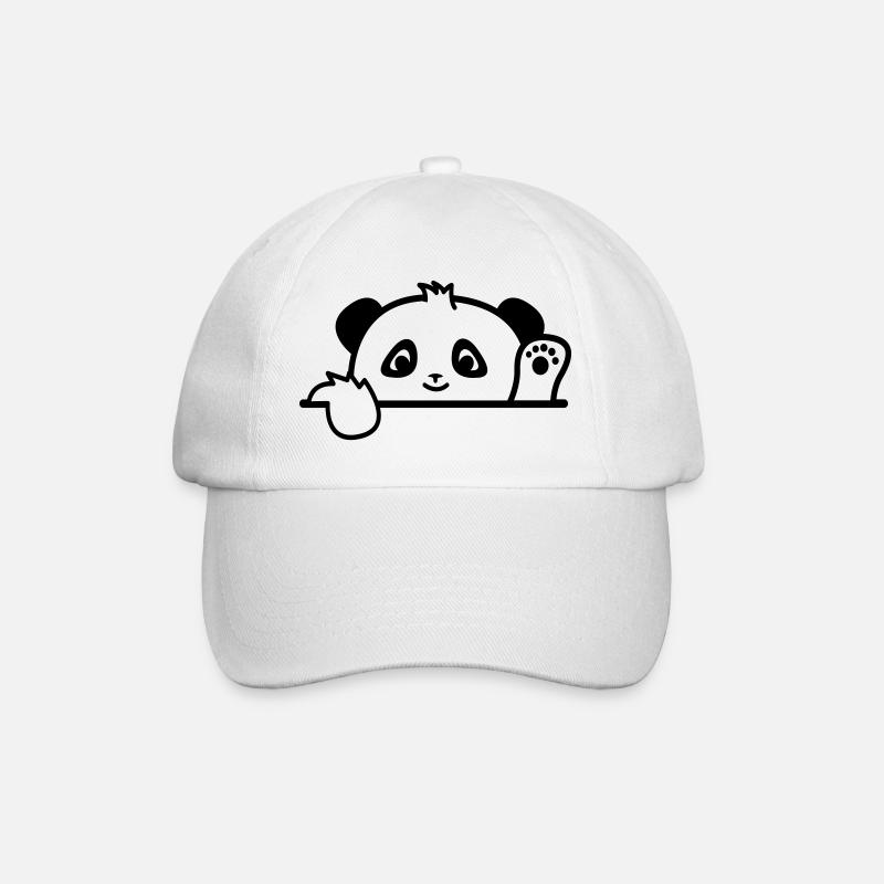 Schüchterner Panda versteckt sich und Hi 21-5 - Baseballkappe - Weiß/Weiß