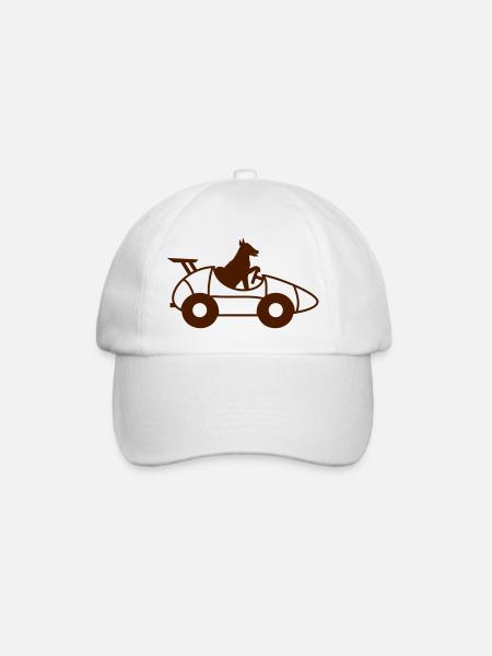Hund Auto fahren Wettrennen Autosport Rennauto - Baseballkappe - Weiß/Weiß
