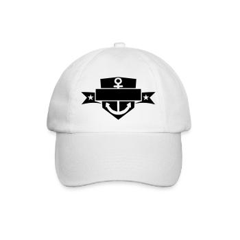 banner schild wappen text name geankert anker werf - Baseballkappe - Weiß/Weiß - Vorne
