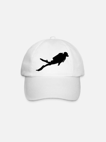 Tauchen - Taucher - Tauchsport - Baseballkappe - Weiß/Weiß