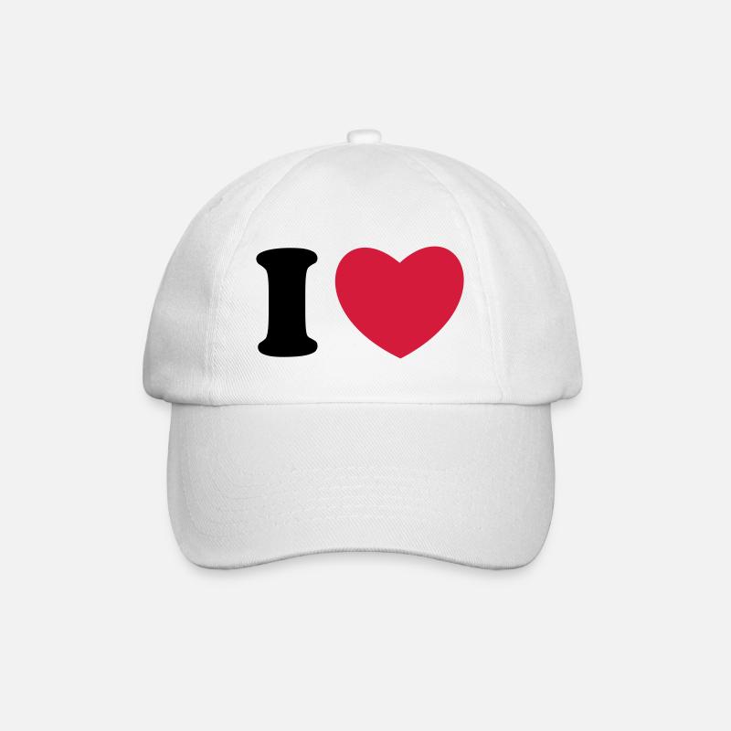 I love - I heart - I Herz - Baseballkappe - Weiß/Weiß