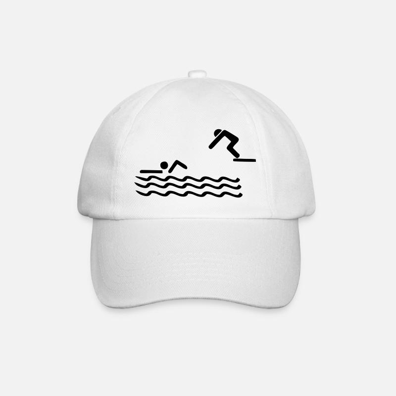 Schwimmen, Schwimmer - Baseballkappe - Weiß/Weiß