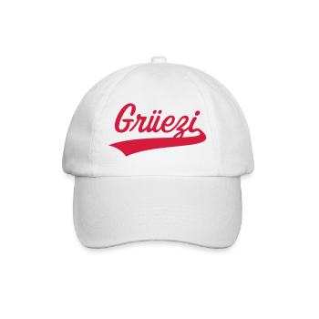 Grüezi Schriftzug (Schweiz / Schwizerdütsch) - Baseballkappe - Weiß/Weiß - Vorne