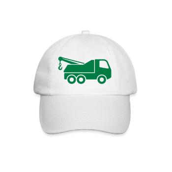 Symbolform des Bergungs-LKW-Symbols. Abschleppen von Pannen - Baseballkappe - Weiß/Weiß - Vorne