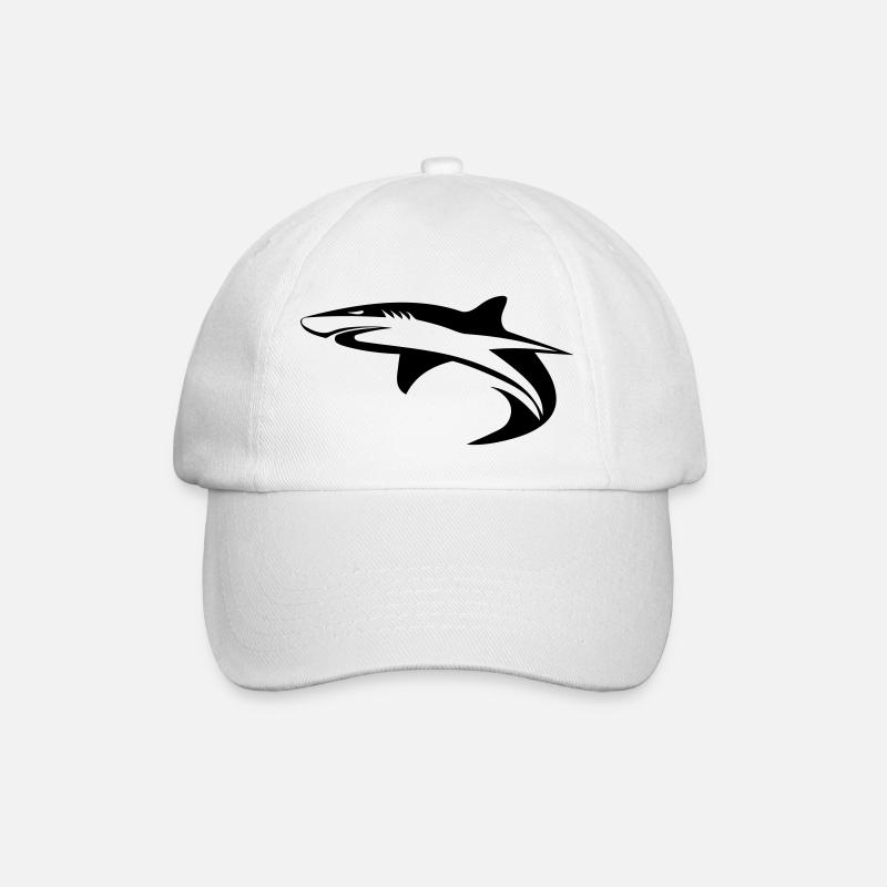 Shark - vector geometry design - Baseball Cap - white/white