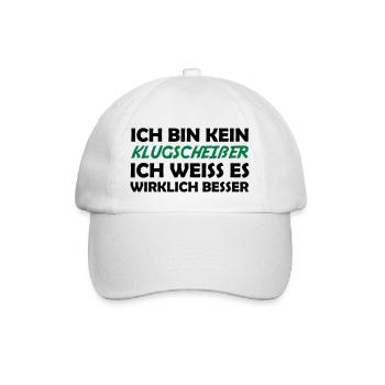 Bin kein klugscheißer - Baseballkappe - Weiß/Weiß - Vorne