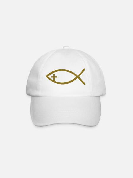 Jesus Fisch - Baseballkappe - Weiß/Weiß
