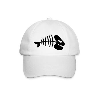 fish_dead_bone_jq1 - Baseball Cap - white/white - Front
