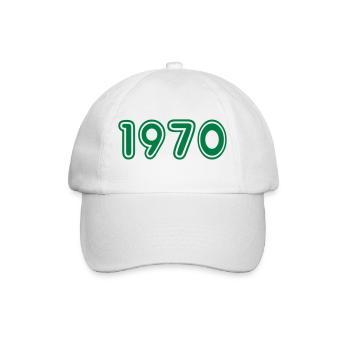 College Zahlen, Jahreszahlen, Jahrgang, 1970 - Baseballkappe - Weiß/Weiß - Vorne