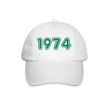 College Zahlen, Jahreszahlen, Jahrgang, 1974 - Baseballkappe - Weiß/Weiß - Vorne