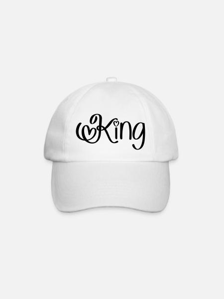 King mit Herz - Baseballkappe - Weiß/Weiß