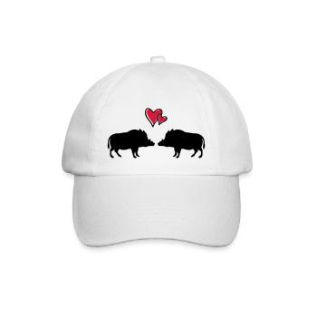 Wildschweine verliebt - Baseballkappe - Weiß/Weiß - Vorne