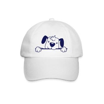 chien derrière le mur clôture signe regarder heureux mignon - Casquette classique - blanc/blanc - Devant
