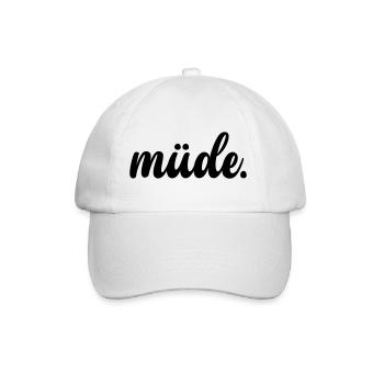 Müde - Baseballkappe - Weiß/Weiß - Vorne