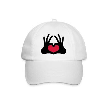 form outlined 2 hands pair of team hand signs half - Baseball Cap - white/white - Front