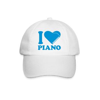 I Love Klavier Piano Herz Musik Instrument Liebe - Baseballkappe - Weiß/Weiß - Vorne