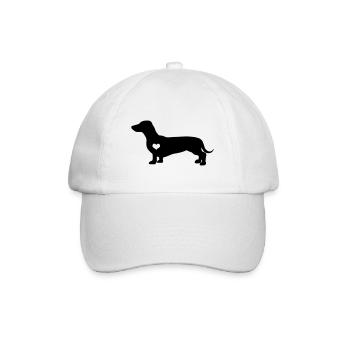 Dackel Dachshund Hund Herzschlag Geschenkidee - Baseballkappe - Weiß/Weiß - Vorne