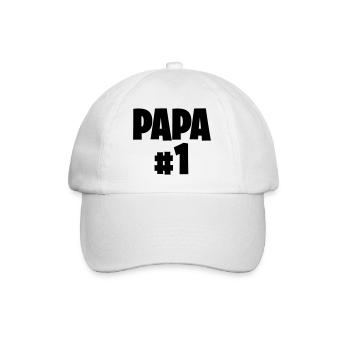 Papa # 1 - Baseballkappe - Weiß/Weiß - Vorne