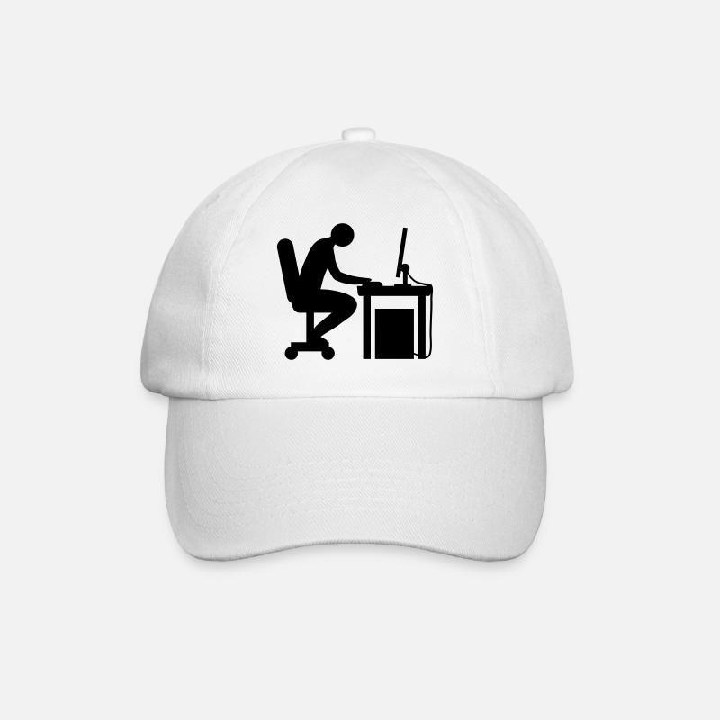 Computer Schreibtisch Nerd - Baseballkappe - Weiß/Weiß