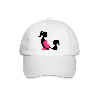 Schwangere mit Tochter Silhouette - Baseballkappe - Weiß/Weiß - Vorne