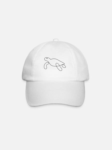 Schildkröte One-Line-Art - Baseballkappe - Weiß/Weiß
