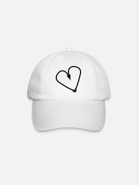 Fishhook heart angler hook fishing fish fish - Baseball Cap - white/white