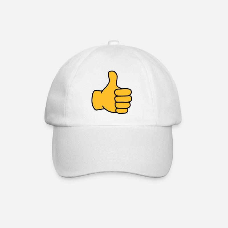 Emoji Daumen hoch Skizze Farbe - Baseballkappe - Weiß/Weiß