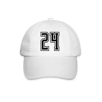 24 Zahl nummer - Baseballkappe - Weiß/Weiß - Vorne