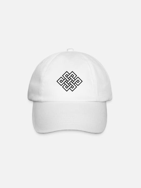 Endlos Knoten, Tibet, Unendlich, Buddhismus, Glück - Baseballkappe - Weiß/Weiß