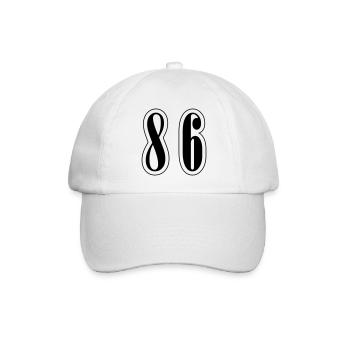 86 Zahl Symbol - Baseballkappe - Weiß/Weiß - Vorne