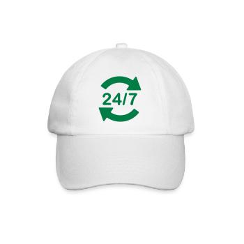 24/7 Service-Logo-Symbol - Baseballkappe - Weiß/Weiß - Vorne