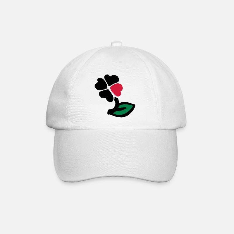 Vierblättriges Kleeblatt bunt / four-leaf clover - Baseballkappe - Weiß/Weiß