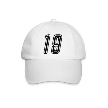 19 Zahl nummer - Baseballkappe - Weiß/Weiß - Vorne