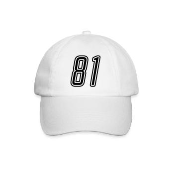81 Zahl nummer - Baseballkappe - Weiß/Weiß - Vorne