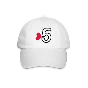 Number 5 & red heart - Baseball Cap - white/white - Front