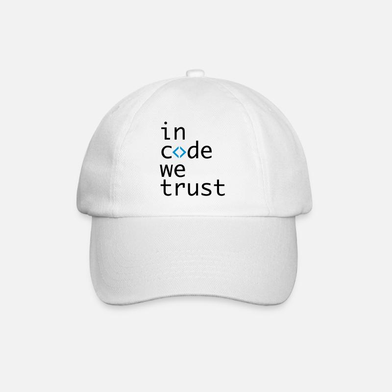 in code we trust, developer, coder - Baseballkappe - Weiß/Weiß