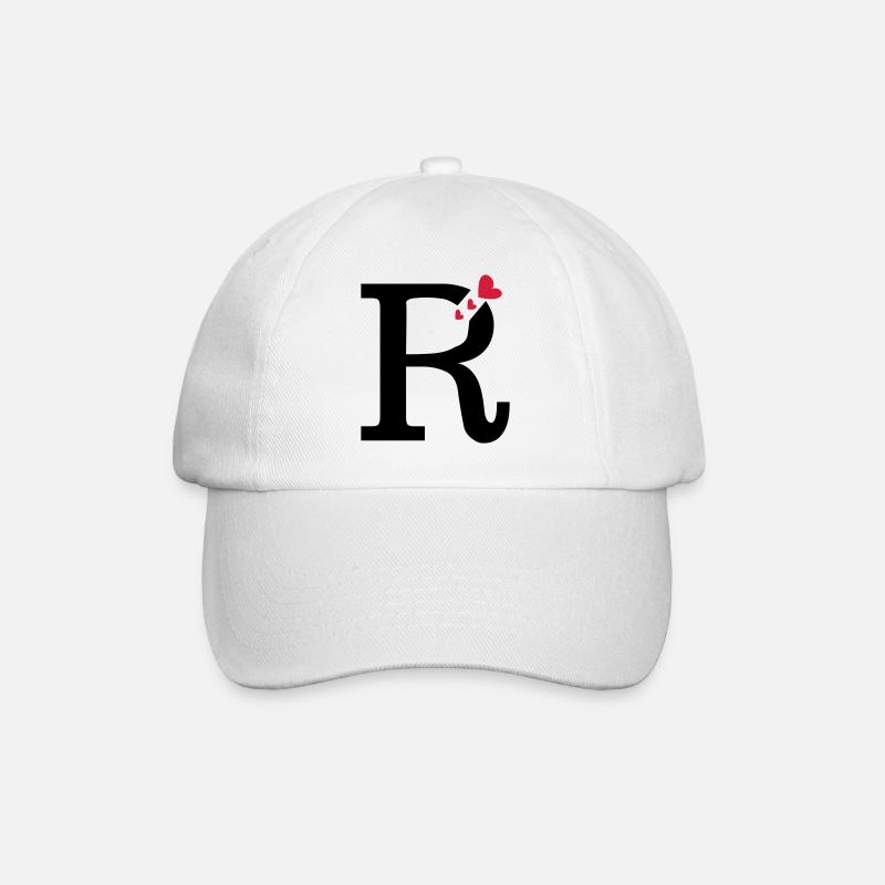 Großbuchstabe R mit Herzen - Baseballkappe - Weiß/Weiß