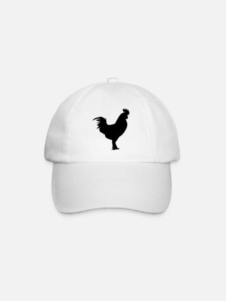 Hahn Silhouette Huhn - Baseballkappe - Weiß/Weiß