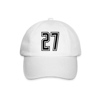27 Zahl nummer - Baseballkappe - Weiß/Weiß - Vorne