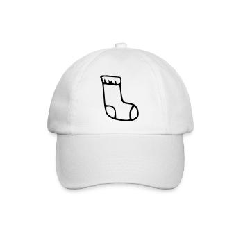 Socke, Weihnachtssocke,Strumpf,Noel,Geschenk - Baseballkappe - Weiß/Weiß - Vorne