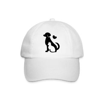 Chien et chat - idée cadeau amoureux des animaux avec un cœur - Casquette classique - blanc/blanc - Devant