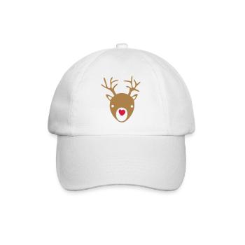 Rudolph Herz Nase Rentier Weihnachten Xmas Rudolf - Baseballkappe - Weiß/Weiß - Vorne