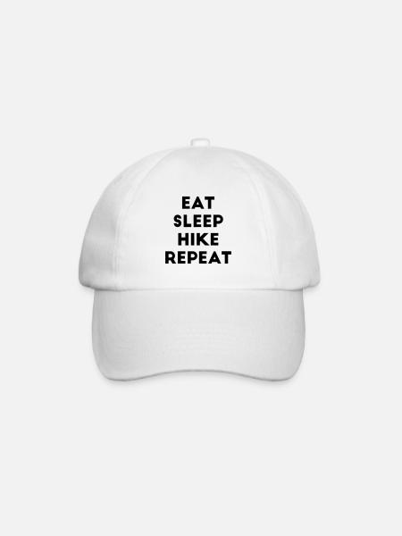 Eat Sleep Hike Repeat Spruch Wandern Wanderer Berg - Baseballkappe - Weiß/Weiß