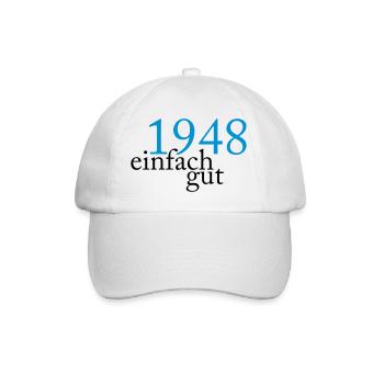 Jahrgang 1948 geboren - Baseballkappe - Weiß/Weiß - Vorne