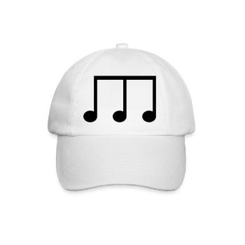 Achtelnote Symbol mit drei Notenköpfen - Baseballkappe - Weiß/Weiß - Vorne