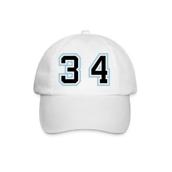 34 Zahl symbol - Baseballkappe - Weiß/Weiß - Vorne