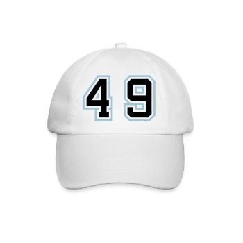 49 Zahl symbol - Baseballkappe - Weiß/Weiß - Vorne