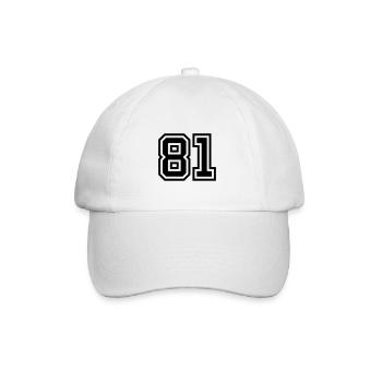 81 Zahl Symbol - Baseballkappe - Weiß/Weiß - Vorne